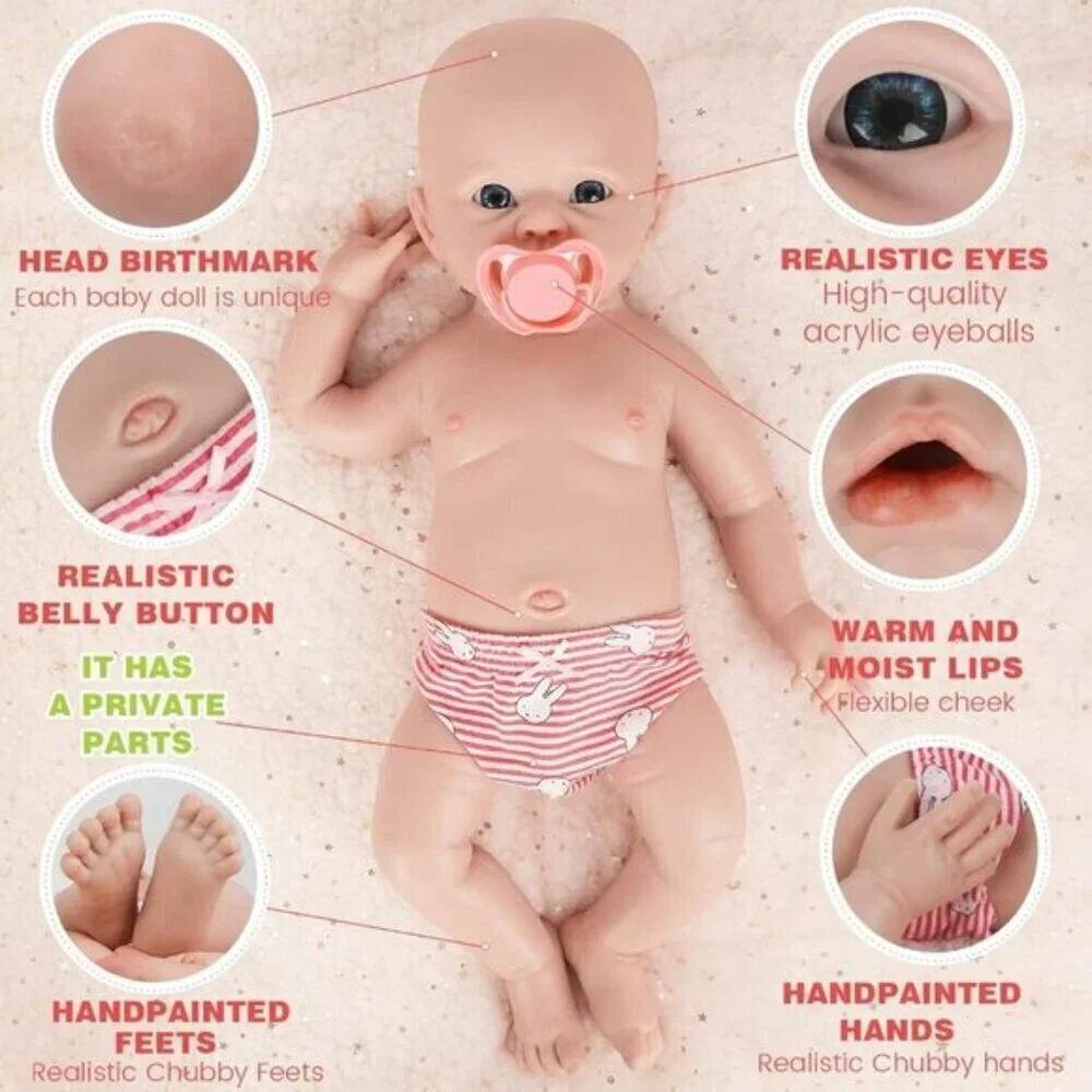 Full Silicone Baby Dolls That Look Real Girl 20 inch Red white Newborn Baby Doll